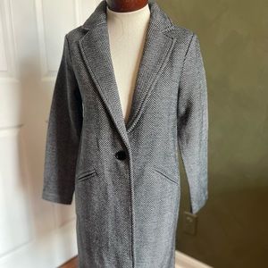 Christian Siriano NY Black/White Herringbone Wool Coat Size XS